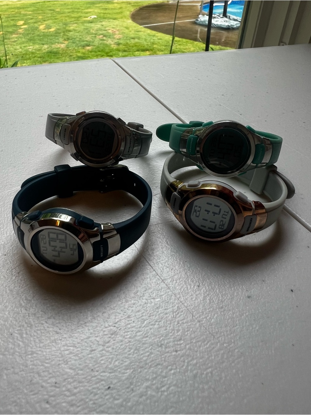 Armitron Digital Sport Watch set of 4 Teal, White, Navy, and cream .